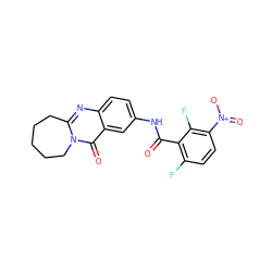 O=C(Nc1ccc2nc3n(c(=O)c2c1)CCCCC3)c1c(F)ccc([N+](=O)[O-])c1F ZINC000005140247