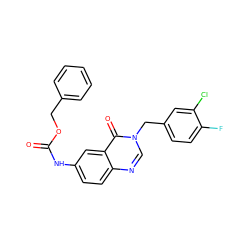 O=C(Nc1ccc2ncn(Cc3ccc(F)c(Cl)c3)c(=O)c2c1)OCc1ccccc1 ZINC000040876515