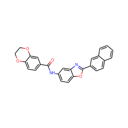 O=C(Nc1ccc2oc(-c3ccc4ccccc4c3)nc2c1)c1ccc2c(c1)OCCO2 ZINC000008829318