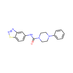 O=C(Nc1ccc2snnc2c1)N1CCN(c2ccccc2)CC1 ZINC000000270072