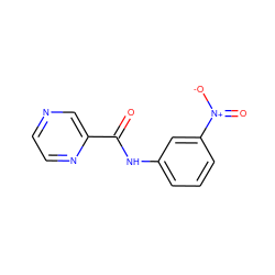 O=C(Nc1cccc([N+](=O)[O-])c1)c1cnccn1 ZINC000000190507