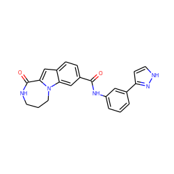 O=C(Nc1cccc(-c2cc[nH]n2)c1)c1ccc2cc3n(c2c1)CCCNC3=O ZINC000147831158