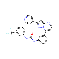 O=C(Nc1cccc(-c2ccnc3cc(-c4ccncc4)nn23)c1)Nc1cccc(C(F)(F)F)c1 ZINC000049072359