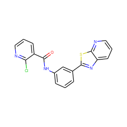 O=C(Nc1cccc(-c2nc3cccnc3s2)c1)c1cccnc1Cl ZINC000004063050