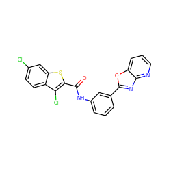 O=C(Nc1cccc(-c2nc3ncccc3o2)c1)c1sc2cc(Cl)ccc2c1Cl ZINC000008666239