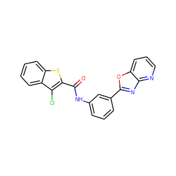 O=C(Nc1cccc(-c2nc3ncccc3o2)c1)c1sc2ccccc2c1Cl ZINC000000873284