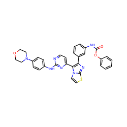 O=C(Nc1cccc(-c2nc3sccn3c2-c2ccnc(Nc3ccc(N4CCOCC4)cc3)n2)c1)Oc1ccccc1 ZINC000049793391