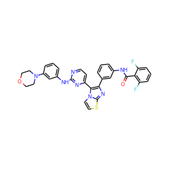 O=C(Nc1cccc(-c2nc3sccn3c2-c2ccnc(Nc3cccc(N4CCOCC4)c3)n2)c1)c1c(F)cccc1F ZINC000049781375