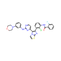 O=C(Nc1cccc(-c2nc3sccn3c2-c2ccnc(Nc3cccc(N4CCOCC4)c3)n2)c1Cl)c1ccccc1F ZINC000063539873