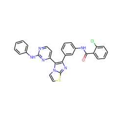 O=C(Nc1cccc(-c2nc3sccn3c2-c2ccnc(Nc3ccccc3)n2)c1)c1ccccc1Cl ZINC000043205824