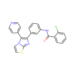 O=C(Nc1cccc(-c2nc3sccn3c2-c2ccncc2)c1)c1ccccc1Cl ZINC000049112679