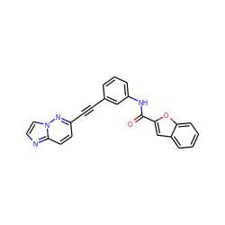 O=C(Nc1cccc(C#Cc2ccc3nccn3n2)c1)c1cc2ccccc2o1 ZINC001772617557