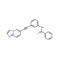 O=C(Nc1cccc(C#Cc2ccc3nccn3n2)c1)c1ccccc1 ZINC001772584044