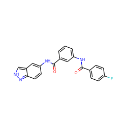 O=C(Nc1cccc(C(=O)Nc2ccc3n[nH]cc3c2)c1)c1ccc(F)cc1 ZINC000642258970