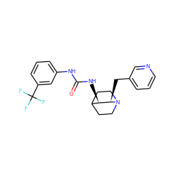 O=C(Nc1cccc(C(F)(F)F)c1)N[C@@H]1C2CCN(CC2)[C@@H]1Cc1cccnc1 ZINC000028524985