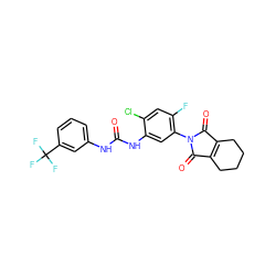 O=C(Nc1cccc(C(F)(F)F)c1)Nc1cc(N2C(=O)C3=C(CCCC3)C2=O)c(F)cc1Cl ZINC000045299450