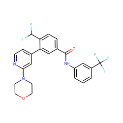 O=C(Nc1cccc(C(F)(F)F)c1)c1ccc(C(F)F)c(-c2ccnc(N3CCOCC3)c2)c1 ZINC000220735963