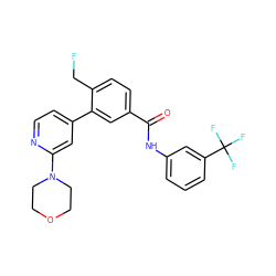 O=C(Nc1cccc(C(F)(F)F)c1)c1ccc(CF)c(-c2ccnc(N3CCOCC3)c2)c1 ZINC000220700622