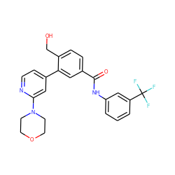 O=C(Nc1cccc(C(F)(F)F)c1)c1ccc(CO)c(-c2ccnc(N3CCOCC3)c2)c1 ZINC000220735879