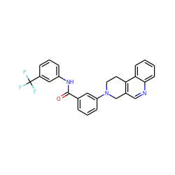 O=C(Nc1cccc(C(F)(F)F)c1)c1cccc(N2CCc3c(cnc4ccccc34)C2)c1 ZINC001772618890