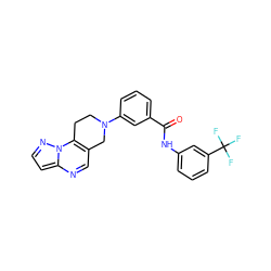 O=C(Nc1cccc(C(F)(F)F)c1)c1cccc(N2CCc3c(cnc4ccnn34)C2)c1 ZINC001772597068