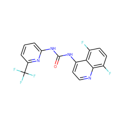 O=C(Nc1cccc(C(F)(F)F)n1)Nc1ccnc2c(F)ccc(F)c12 ZINC000063540313