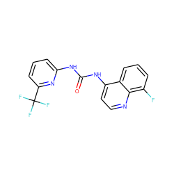 O=C(Nc1cccc(C(F)(F)F)n1)Nc1ccnc2c(F)cccc12 ZINC000063298414