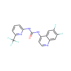 O=C(Nc1cccc(C(F)(F)F)n1)Nc1ccnc2cc(F)c(F)cc12 ZINC000063540311