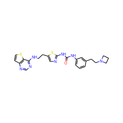 O=C(Nc1cccc(CCN2CCC2)c1)Nc1ncc(CCNc2ncnc3ccsc23)s1 ZINC000042888599