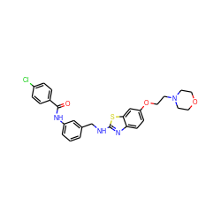 O=C(Nc1cccc(CNc2nc3ccc(OCCN4CCOCC4)cc3s2)c1)c1ccc(Cl)cc1 ZINC001772638465