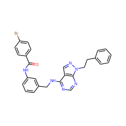 O=C(Nc1cccc(CNc2ncnc3c2cnn3CCc2ccccc2)c1)c1ccc(Br)cc1 ZINC000103253414