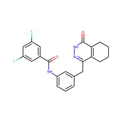 O=C(Nc1cccc(Cc2n[nH]c(=O)c3c2CCCC3)c1)c1cc(F)cc(F)c1 ZINC000167279670