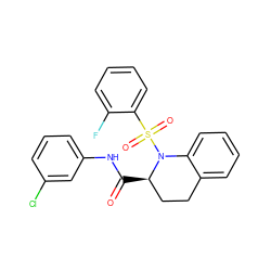 O=C(Nc1cccc(Cl)c1)[C@@H]1CCc2ccccc2N1S(=O)(=O)c1ccccc1F ZINC000095563793