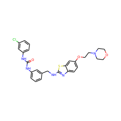 O=C(Nc1cccc(Cl)c1)Nc1cccc(CNc2nc3ccc(OCCN4CCOCC4)cc3s2)c1 ZINC001772646233