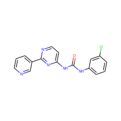 O=C(Nc1cccc(Cl)c1)Nc1ccnc(-c2cccnc2)n1 ZINC000001403181