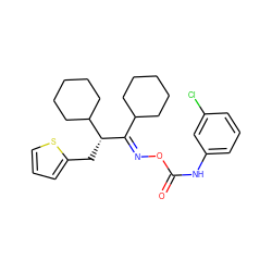 O=C(Nc1cccc(Cl)c1)O/N=C(\C1CCCCC1)[C@H](Cc1cccs1)C1CCCCC1 ZINC000058499157