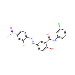 O=C(Nc1cccc(Cl)c1)c1cc(N=Nc2ccc([N+](=O)[O-])cc2Cl)ccc1O ZINC000263596914