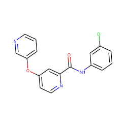 O=C(Nc1cccc(Cl)c1)c1cc(Oc2cccnc2)ccn1 ZINC000167357566