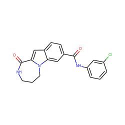 O=C(Nc1cccc(Cl)c1)c1ccc2cc3n(c2c1)CCCNC3=O ZINC000073164312