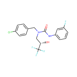 O=C(Nc1cccc(F)c1)N(Cc1ccc(Cl)cc1)C[C@H](O)C(F)(F)F ZINC000005944319