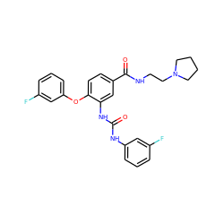 O=C(Nc1cccc(F)c1)Nc1cc(C(=O)NCCN2CCCC2)ccc1Oc1cccc(F)c1 ZINC000035952906