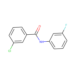 O=C(Nc1cccc(F)c1)c1cccc(Cl)c1 ZINC000000091564