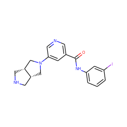 O=C(Nc1cccc(I)c1)c1cncc(N2C[C@@H]3CNC[C@@H]3C2)c1 ZINC000073157165