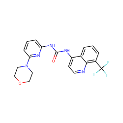 O=C(Nc1cccc(N2CCOCC2)n1)Nc1ccnc2c(C(F)(F)F)cccc12 ZINC000063298419