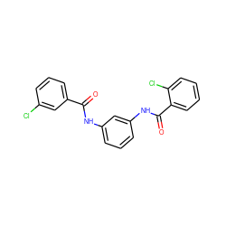 O=C(Nc1cccc(NC(=O)c2ccccc2Cl)c1)c1cccc(Cl)c1 ZINC000049066573