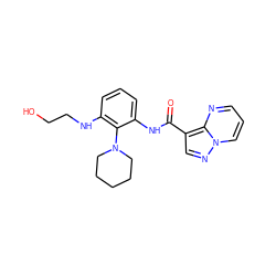 O=C(Nc1cccc(NCCO)c1N1CCCCC1)c1cnn2cccnc12 ZINC000113652917