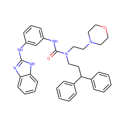 O=C(Nc1cccc(Nc2nc3ccccc3[nH]2)c1)N(CCC(c1ccccc1)c1ccccc1)CCN1CCOCC1 ZINC000095602258