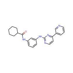 O=C(Nc1cccc(Nc2nccc(-c3cccnc3)n2)c1)C1CCCCC1 ZINC000003832264