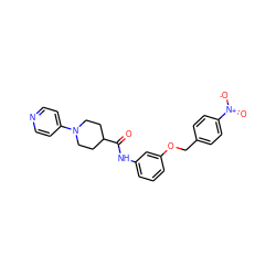 O=C(Nc1cccc(OCc2ccc([N+](=O)[O-])cc2)c1)C1CCN(c2ccncc2)CC1 ZINC000096285760