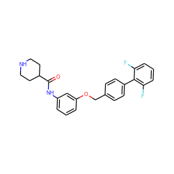 O=C(Nc1cccc(OCc2ccc(-c3c(F)cccc3F)cc2)c1)C1CCNCC1 ZINC000040847983